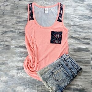 Aztec Print pink tank top with pocket